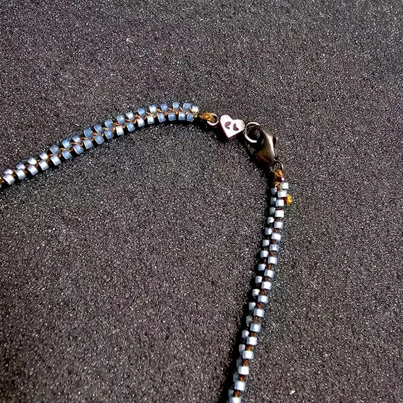 NWOT Chan Luu Pyrite & Moonstone Woven Necklace w Sterling Clasp, 16 in - Picture 5 of 6